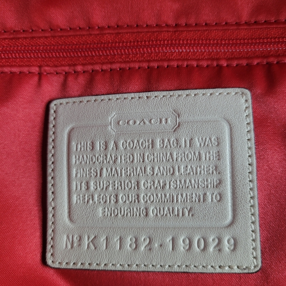 Coach Poppy Signature Coral Ivory Canvas Sequin Glam Shoulder Bag - Picture 16 of 16